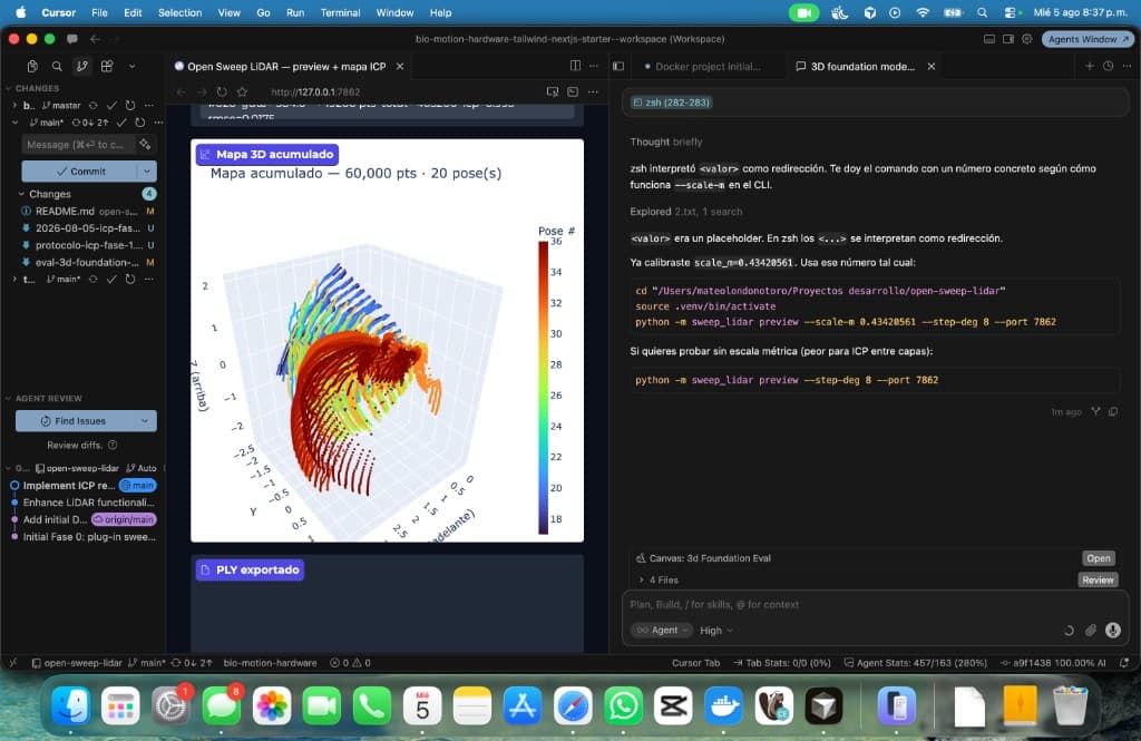 Mapa acumulado en UI: abanico de poses coloreadas